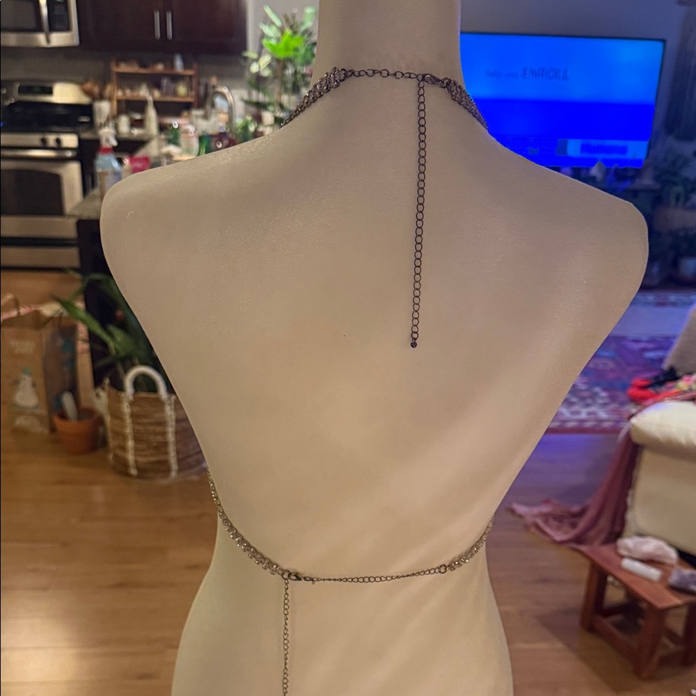 Source Unknown Silver Beaded Crop Top - image 2